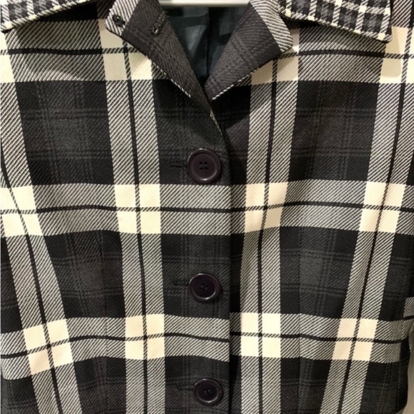 JD Hook Black and White Wool-blend Gingham Plaid Suit Jacket - Picture 4 of 8